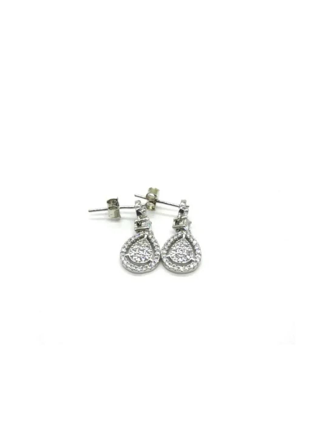 Discount Pendientes novia boda plata lágrima y circonita 4 garras 22mm Pendientes De Plata