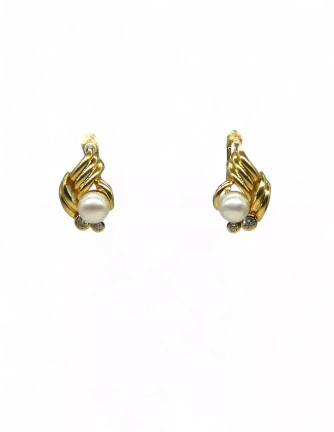 Fashion Pendientes nudo con perla y circonita oro 18k Pendientes De Oro