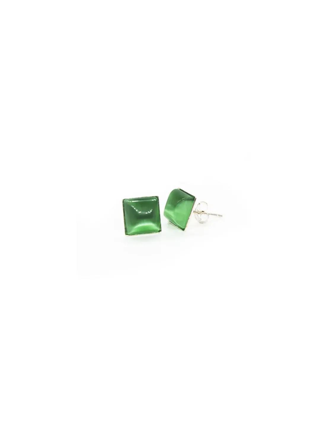 Cheap Pendientes ojo gato cuadrado 9mm plata 925 verde Pendientes De Plata