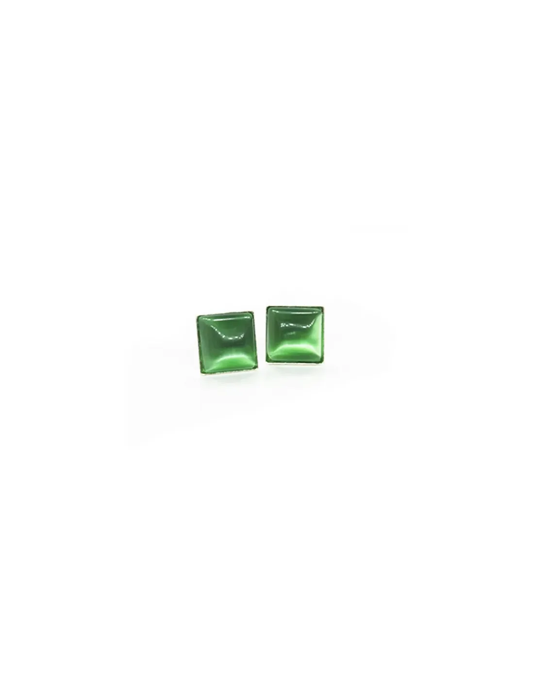 Cheap Pendientes ojo gato cuadrado 9mm plata 925 verde Pendientes De Plata