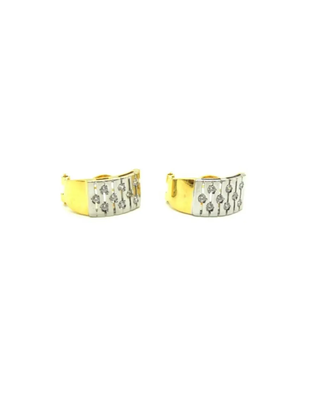 Hot Pendientes oro bicolor con circonitas base calada Pendientes De Oro
