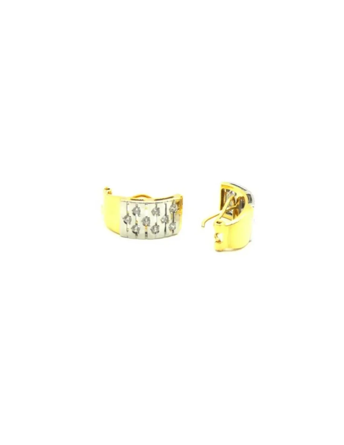 Hot Pendientes oro bicolor con circonitas base calada Pendientes De Oro