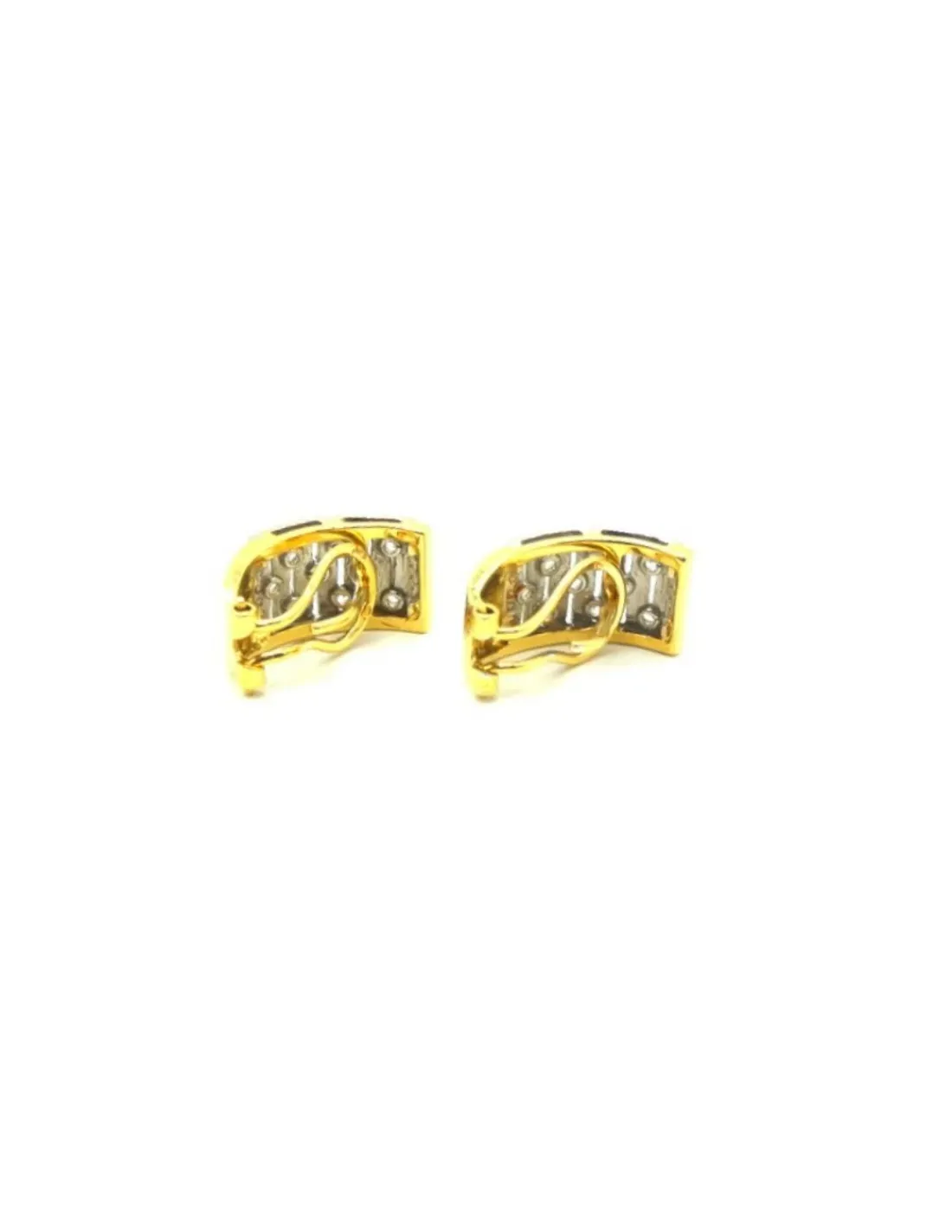 Hot Pendientes oro bicolor con circonitas base calada Pendientes De Oro