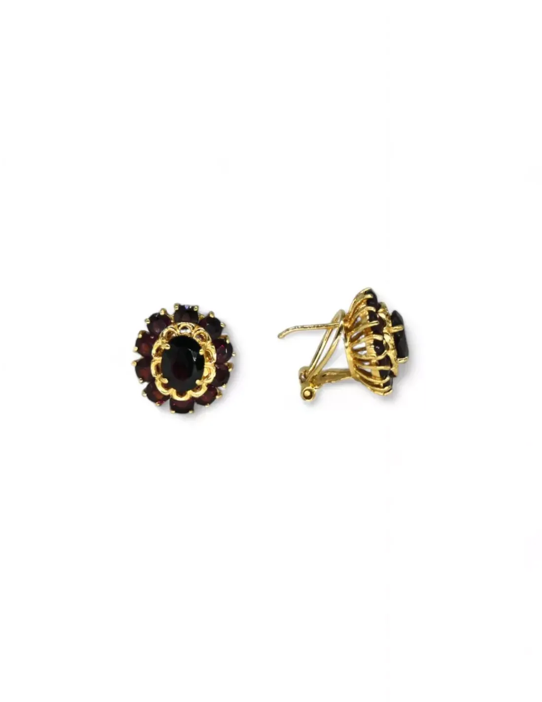 Hot Pendientes oval en forma de flor circonitas oro 18k Pendientes De Oro