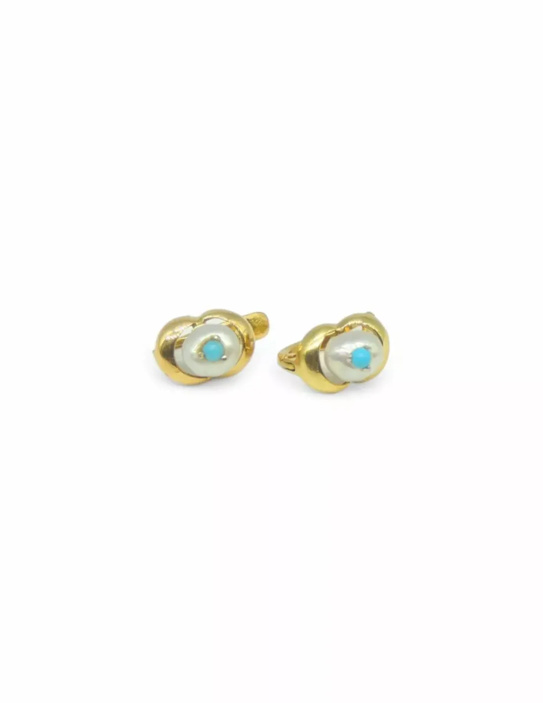 Cheap Pendientes perla bolita turquesa oro 18k Pendientes De Oro