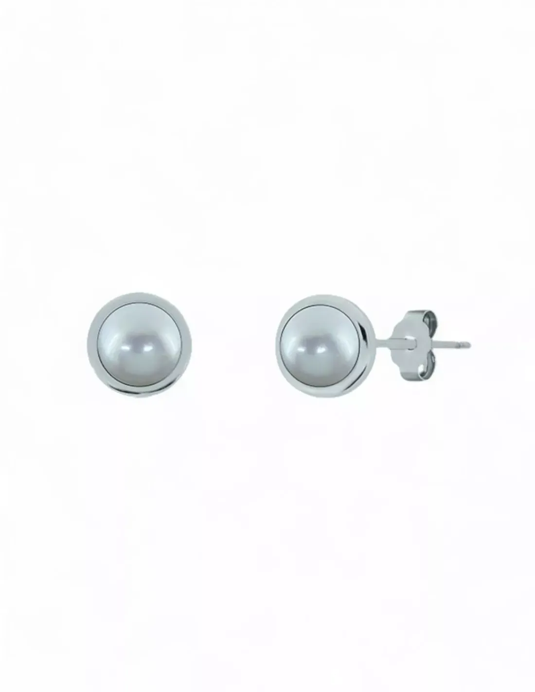 Fashion Pendientes perla cultivada blanca 7mm plata 925 Pendientes De Oro