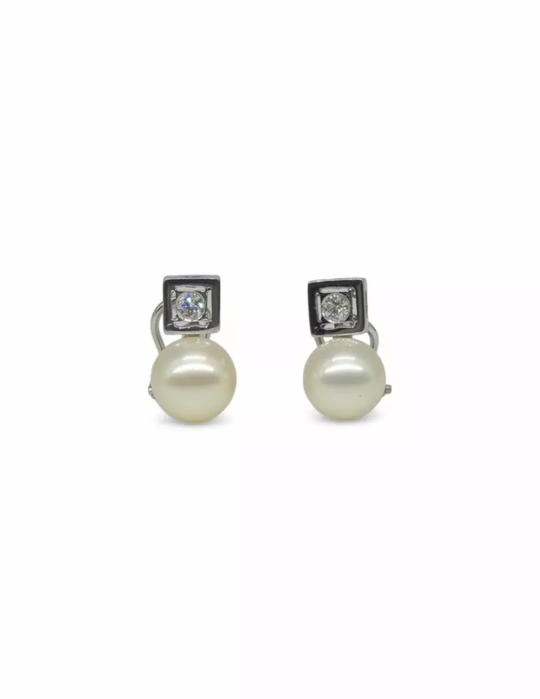 Clearance Pendientes perla y circonita oro blanco 18k Pendientes De Oro