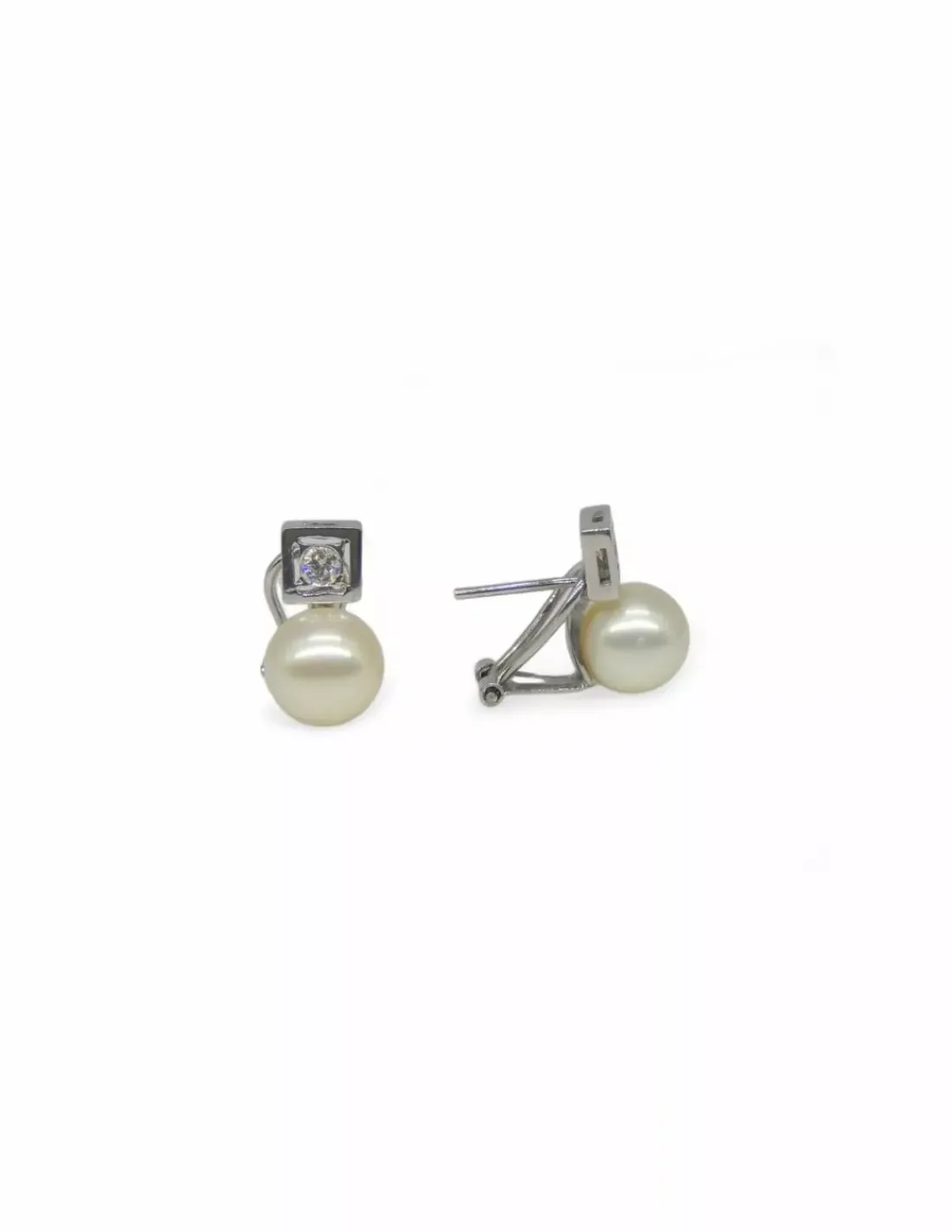 Clearance Pendientes perla y circonita oro blanco 18k Pendientes De Oro