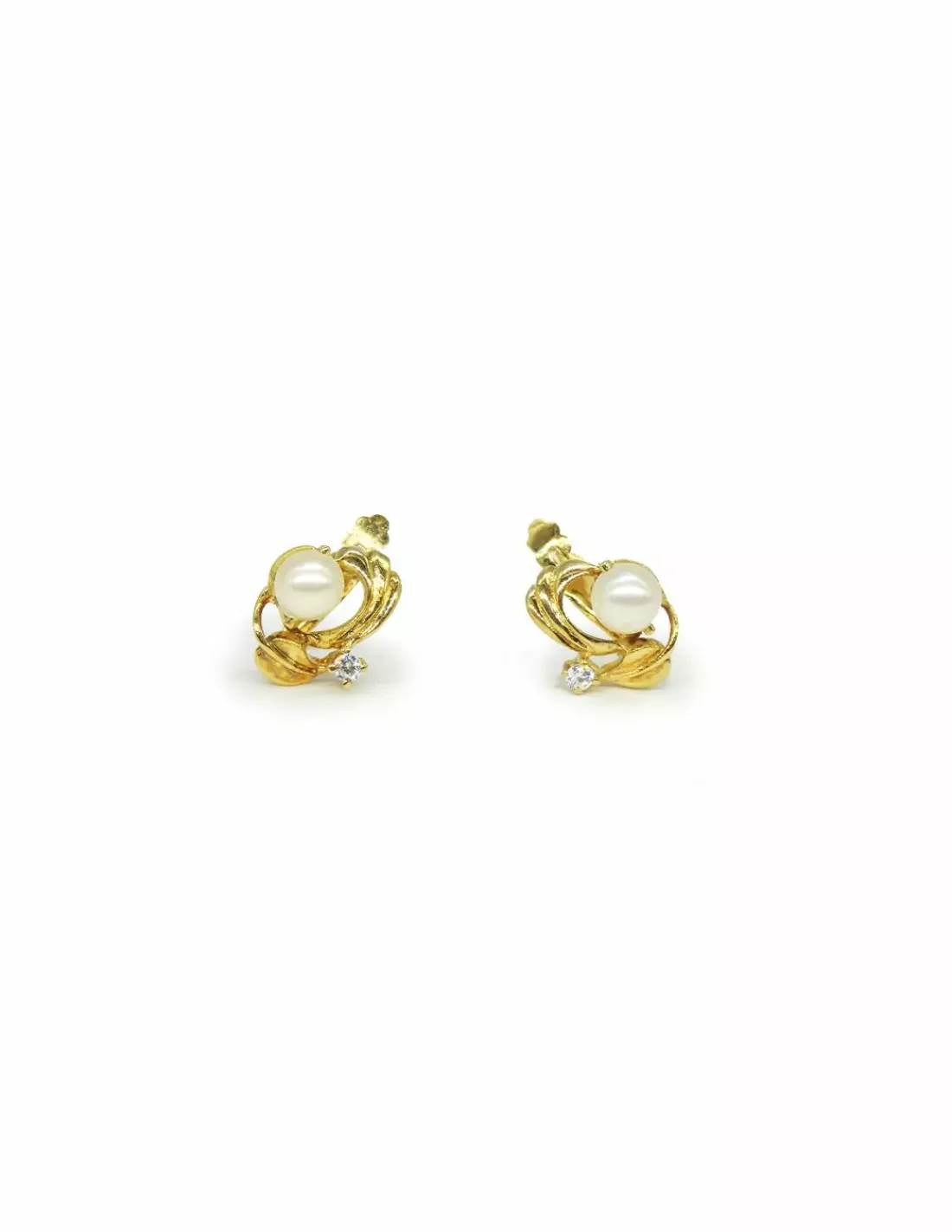 Best Sale Pendientes perla y circonita oro 18k - 1cm Pendientes De Oro