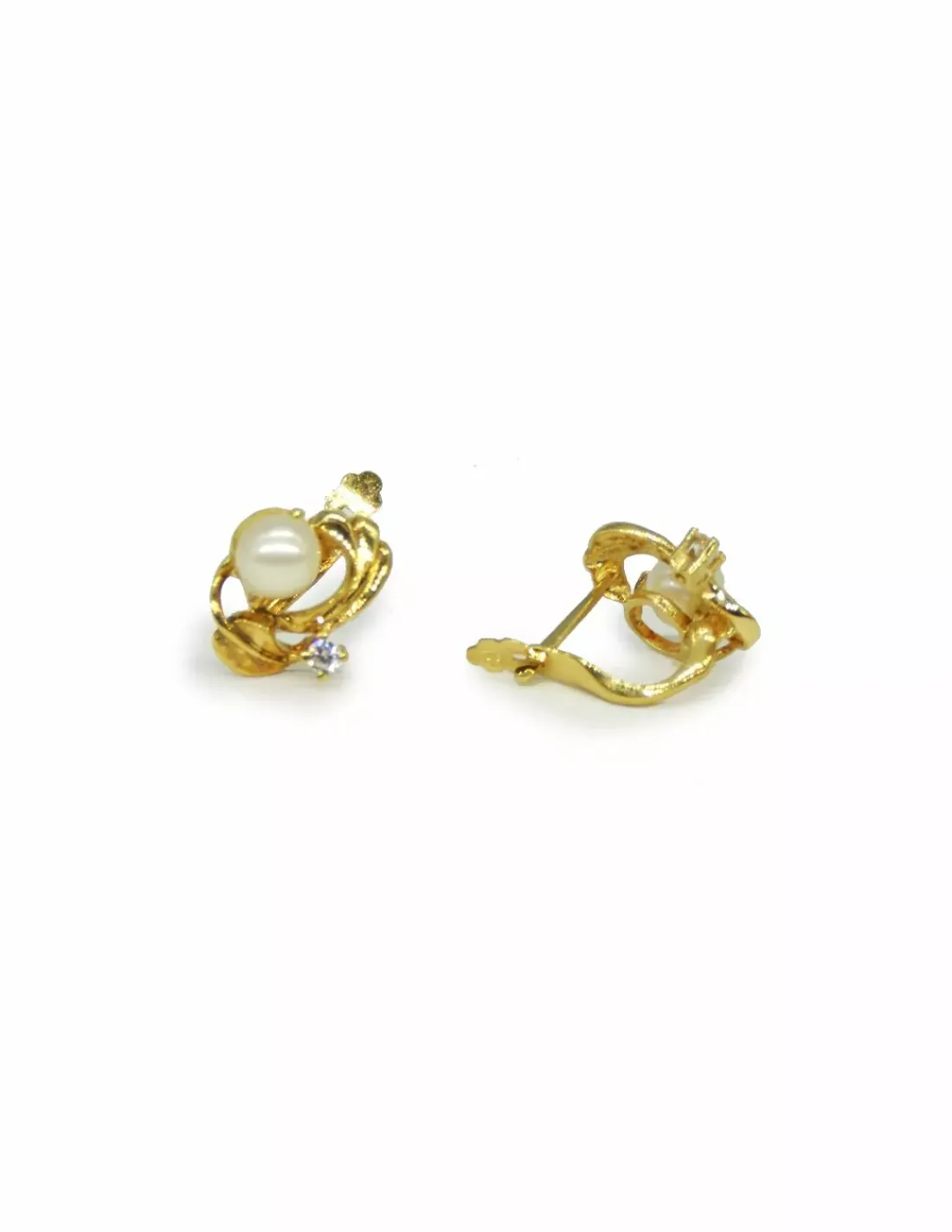 Best Sale Pendientes perla y circonita oro 18k - 1cm Pendientes De Oro