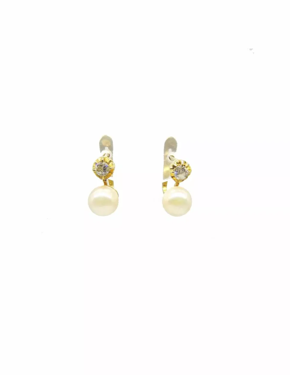 Cheap Pendientes perla y circonita oro 18k - 1cm 2,3gr Pendientes De Oro