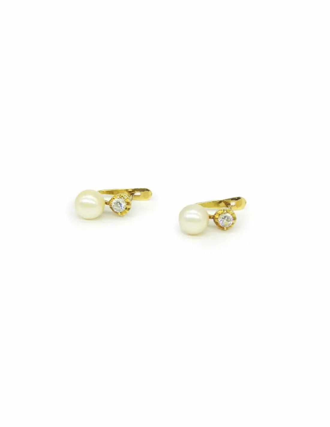 Cheap Pendientes perla y circonita oro 18k - 1cm 2,3gr Pendientes De Oro