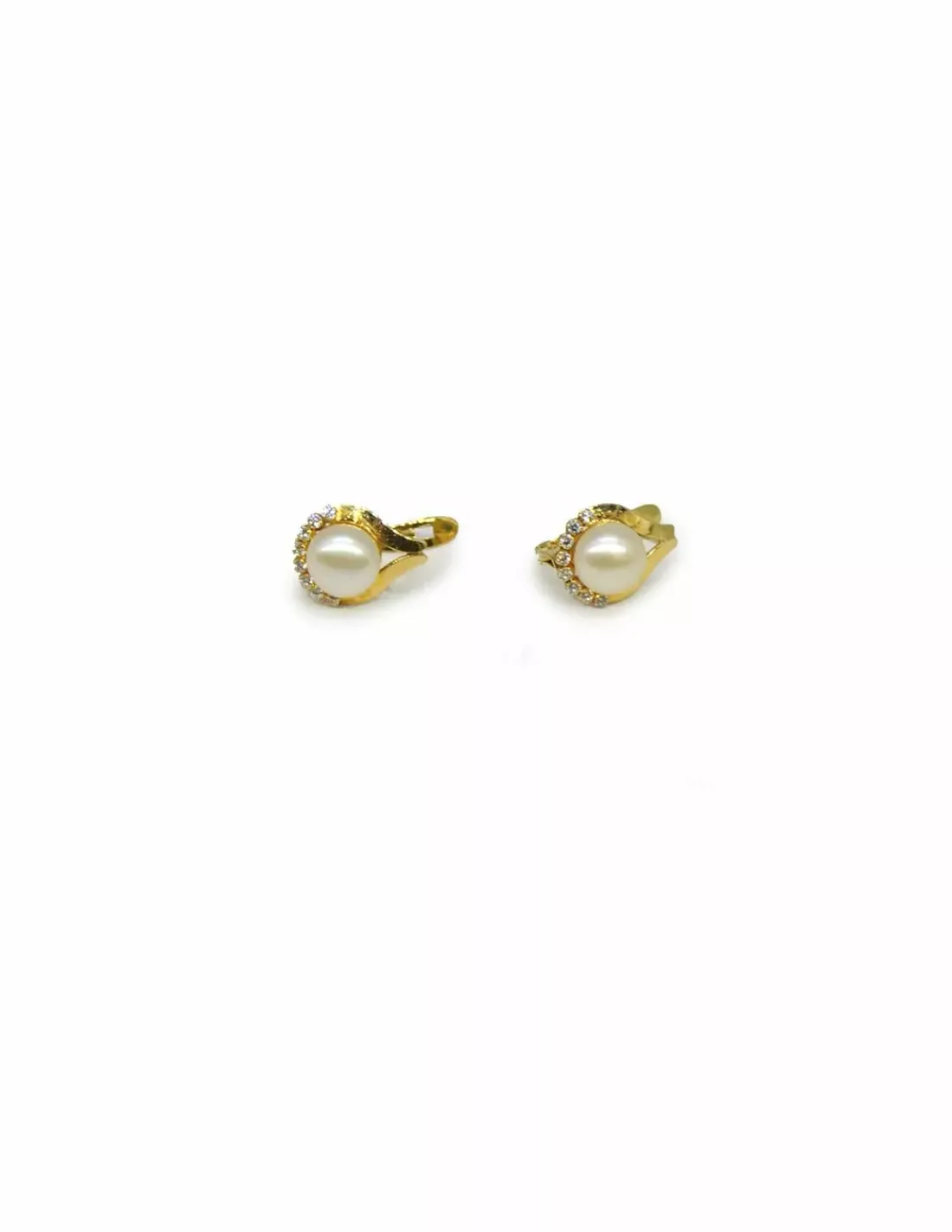 Outlet Pendientes perla y circonitas oro 18k Pendientes De Oro