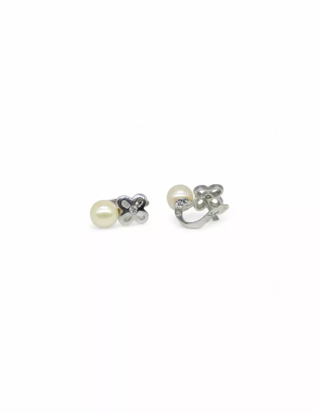 Best Sale Pendientes perla y flor oro blanco 18k Pendientes De Oro