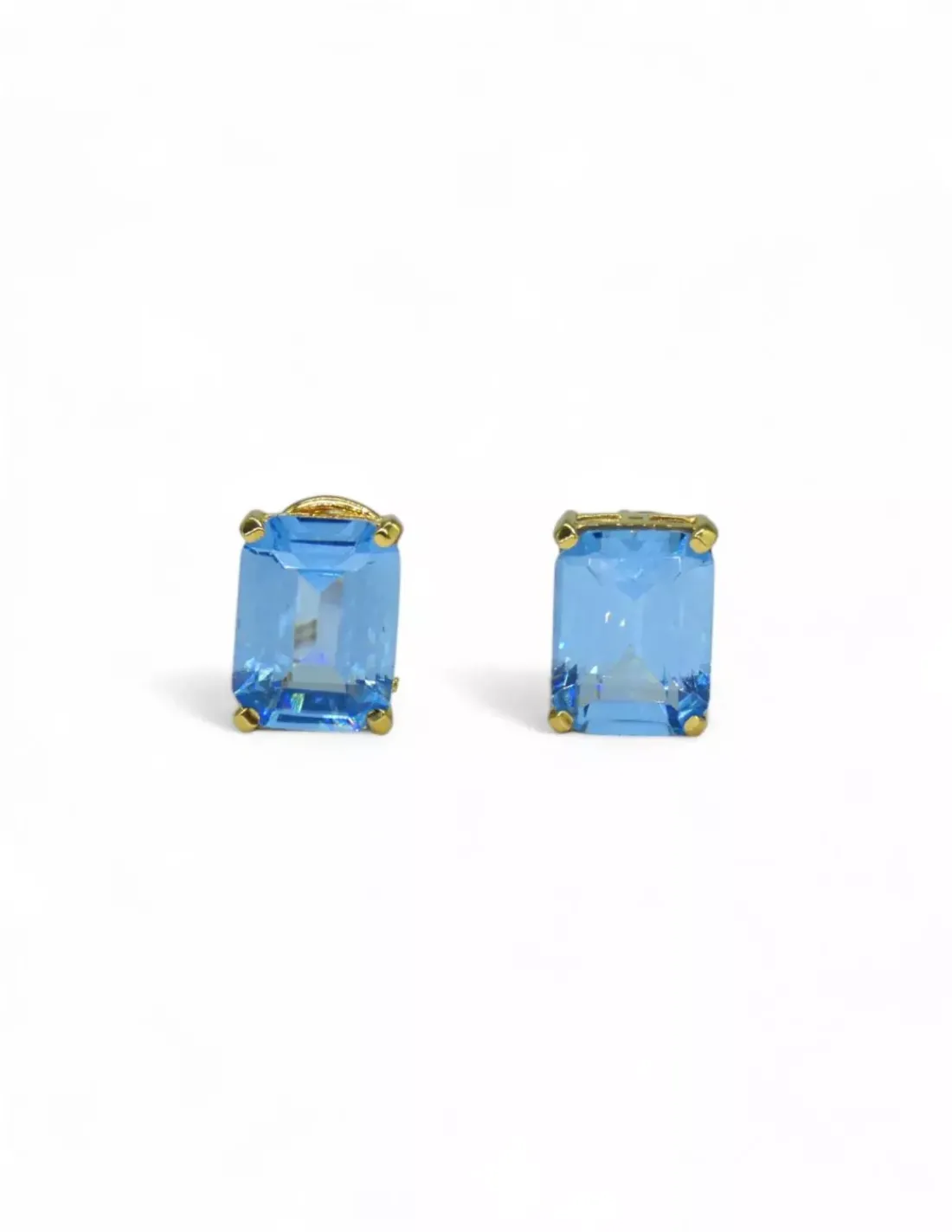 Best Sale Pendientes piedra aguamarina rectangular oro 18k Pendientes De Oro