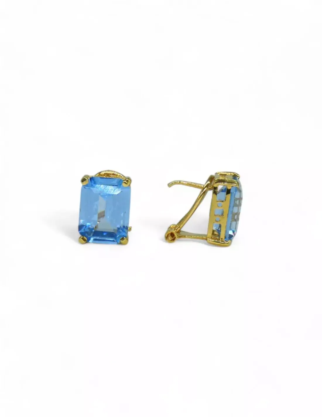 Best Sale Pendientes piedra aguamarina rectangular oro 18k Pendientes De Oro