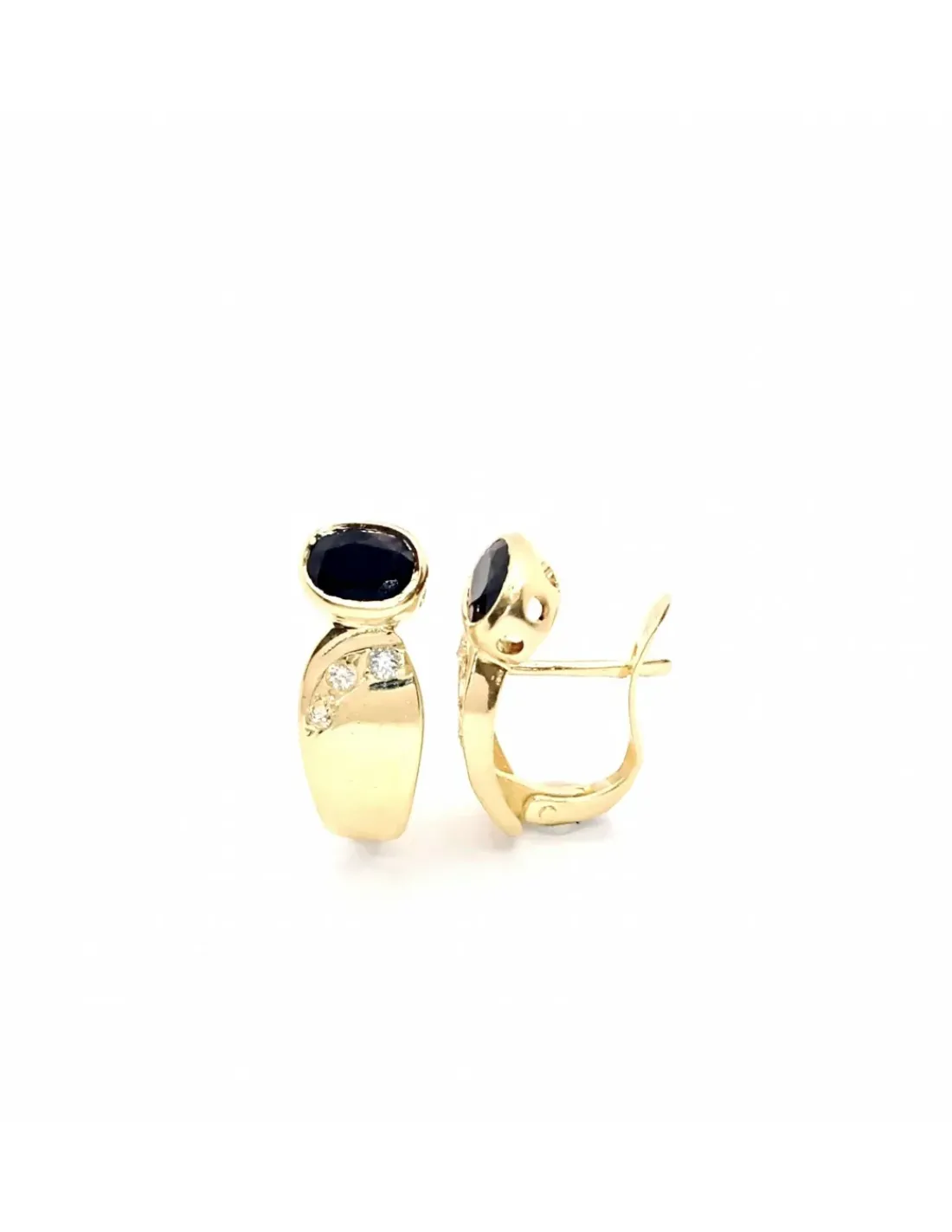 Cheap Pendientes piedra oval negra y circonitas oro 18k Pendientes De Oro