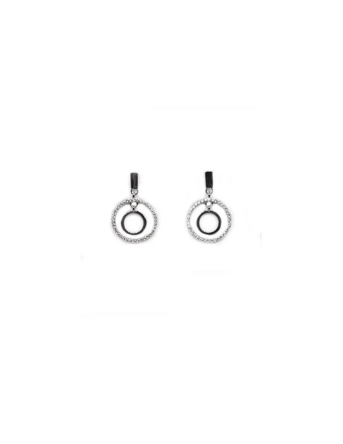 Cheap Pendientes plata 925 dos aros lisos circonitas rodiados Pendientes De Plata