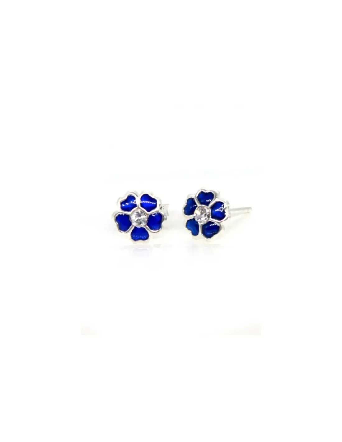 Flash Sale Pendientes plata flor circonita esmalte azul Pendientes De Plata