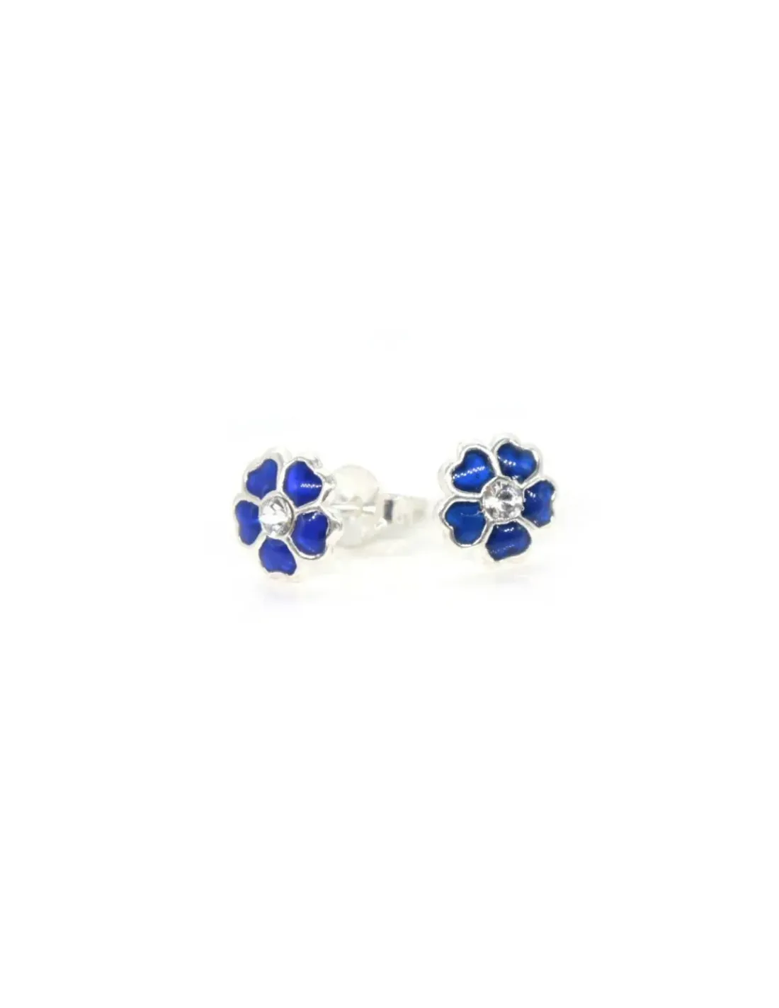 Flash Sale Pendientes plata flor circonita esmalte azul Pendientes De Plata