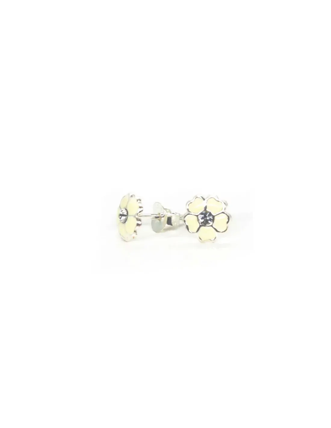 Clearance Pendientes plata flor circonita esmalte blanco Pendientes De Plata