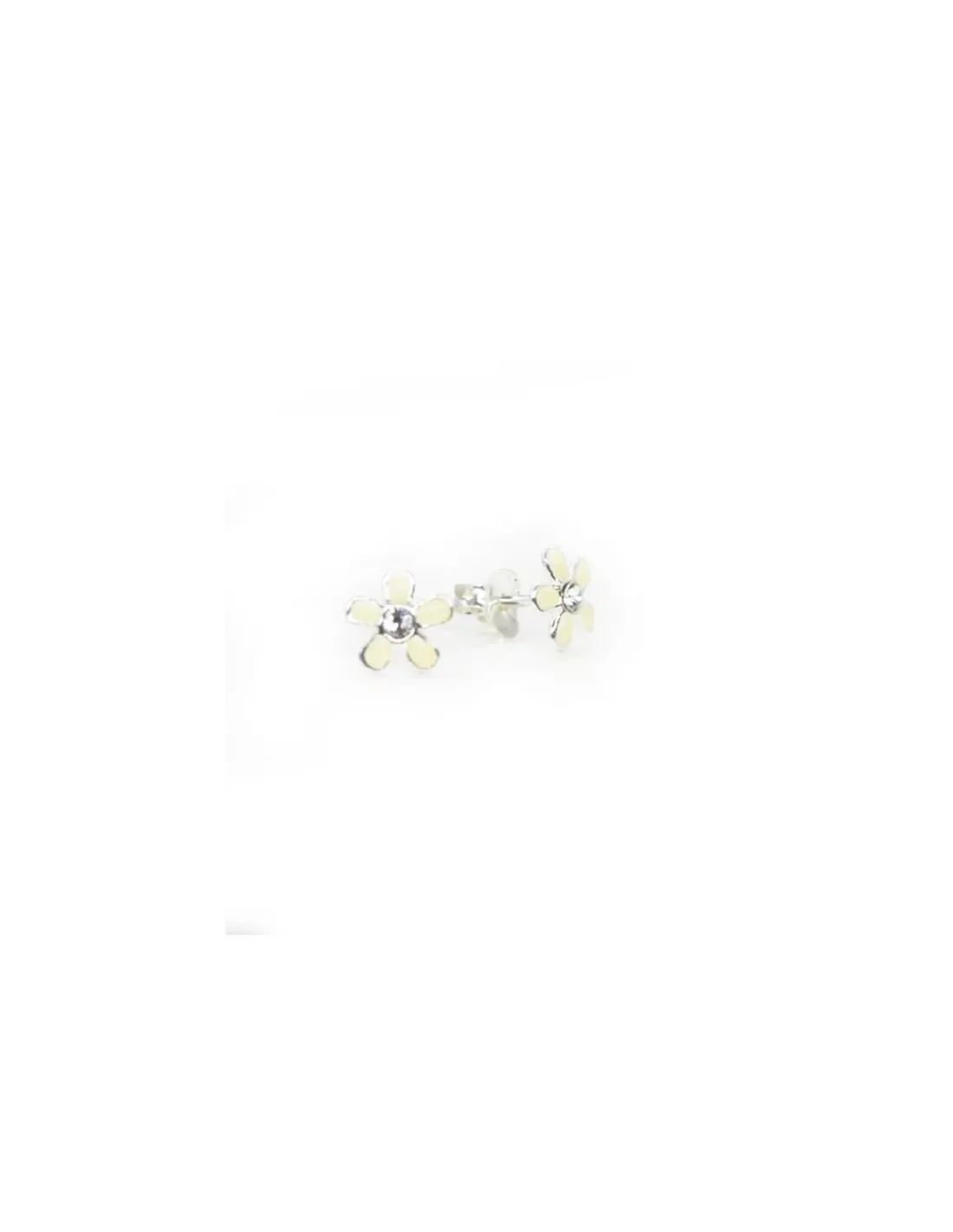 Online Pendientes plata margarita esmalte blanco Pendientes De Plata