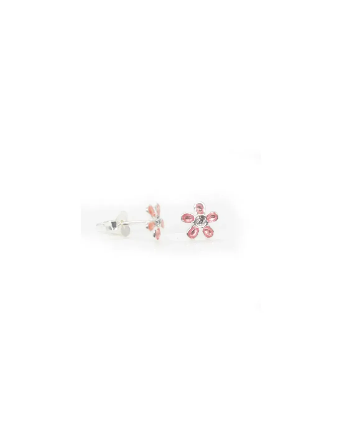 Discount Pendientes plata margarita esmalte rosa Pendientes De Plata