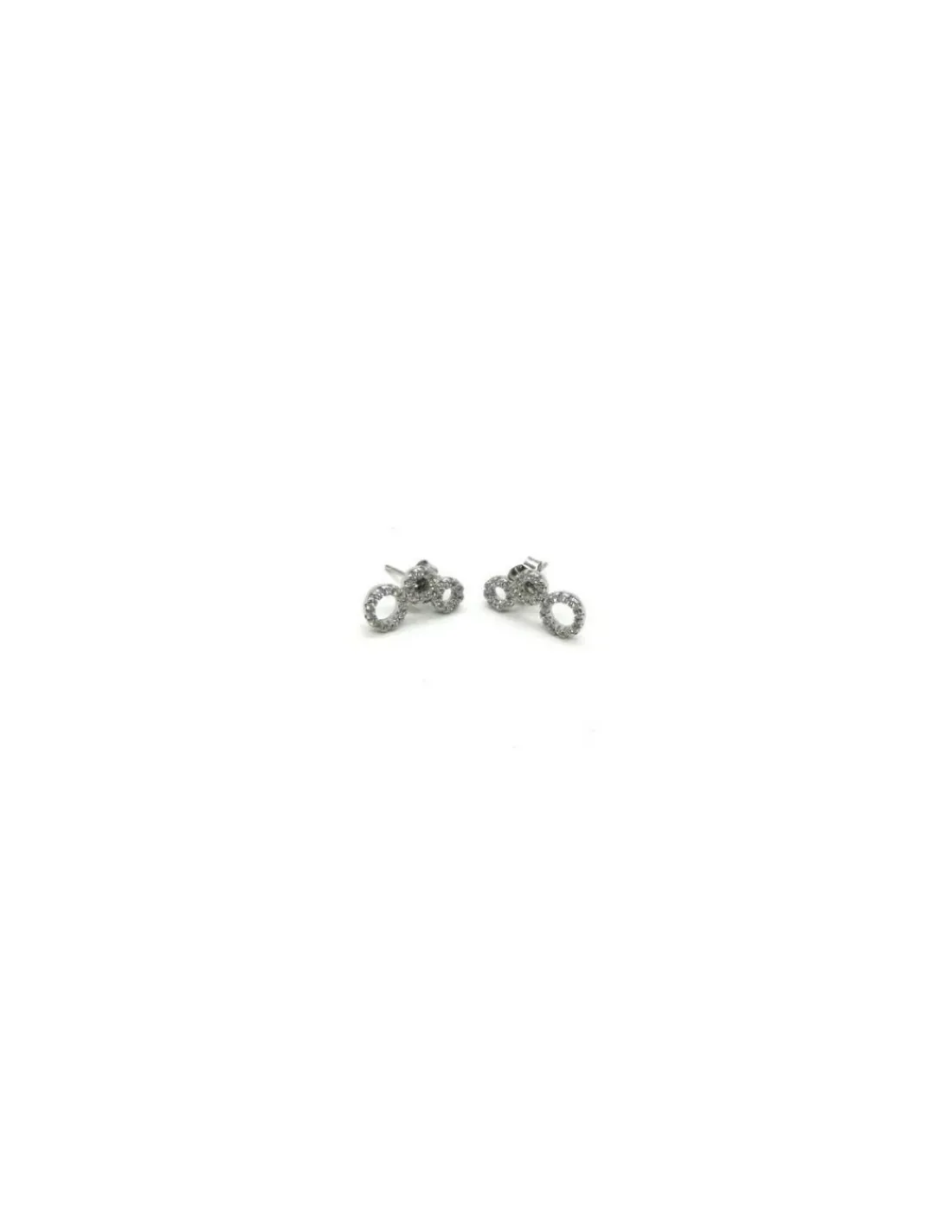 Outlet Pendientes plata triple círculo circonitas plata rodiada presión Pendientes De Plata