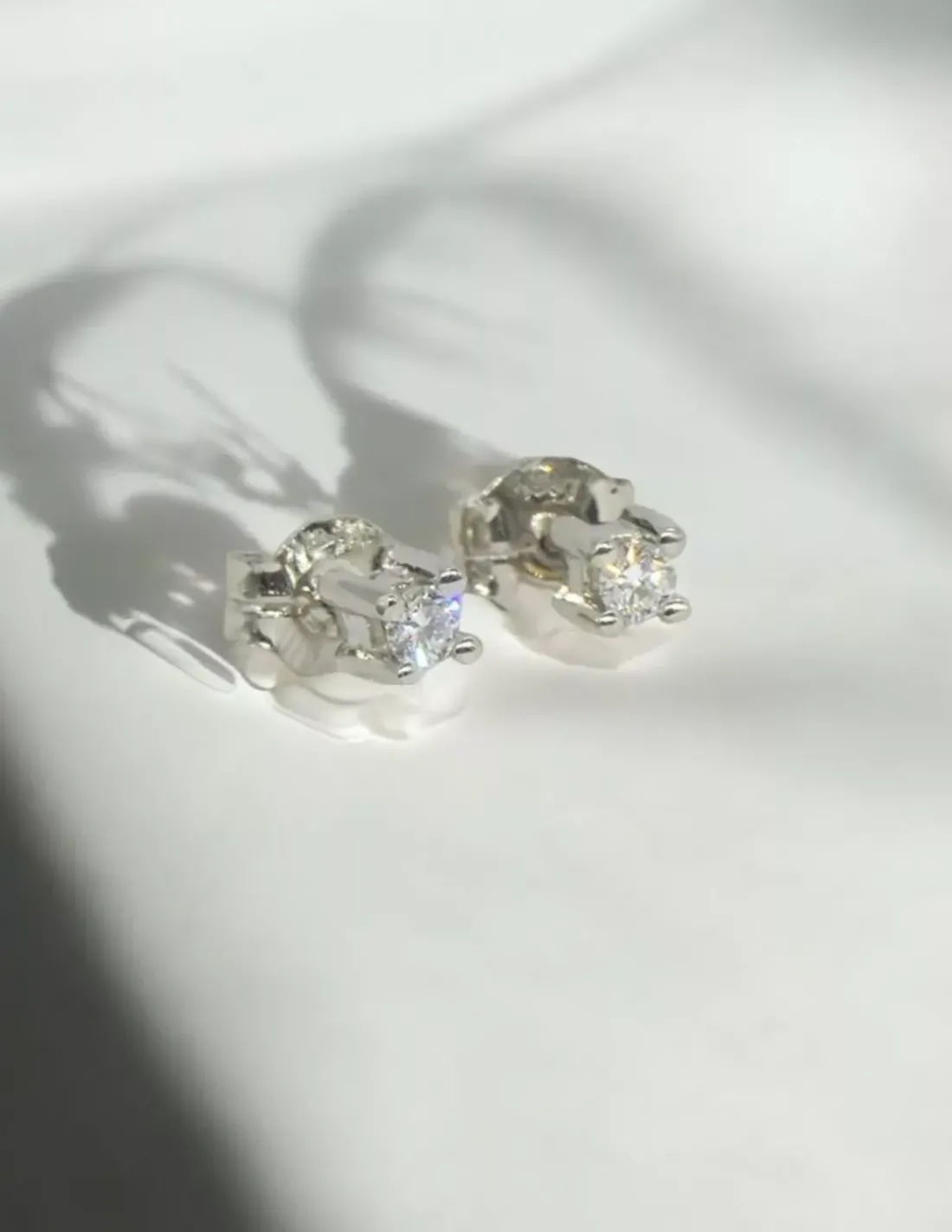 Hot Pendientes PLATINO 4 garras cuadrado diamantes 0.18ct Platino | Pendientes Con Brillantes