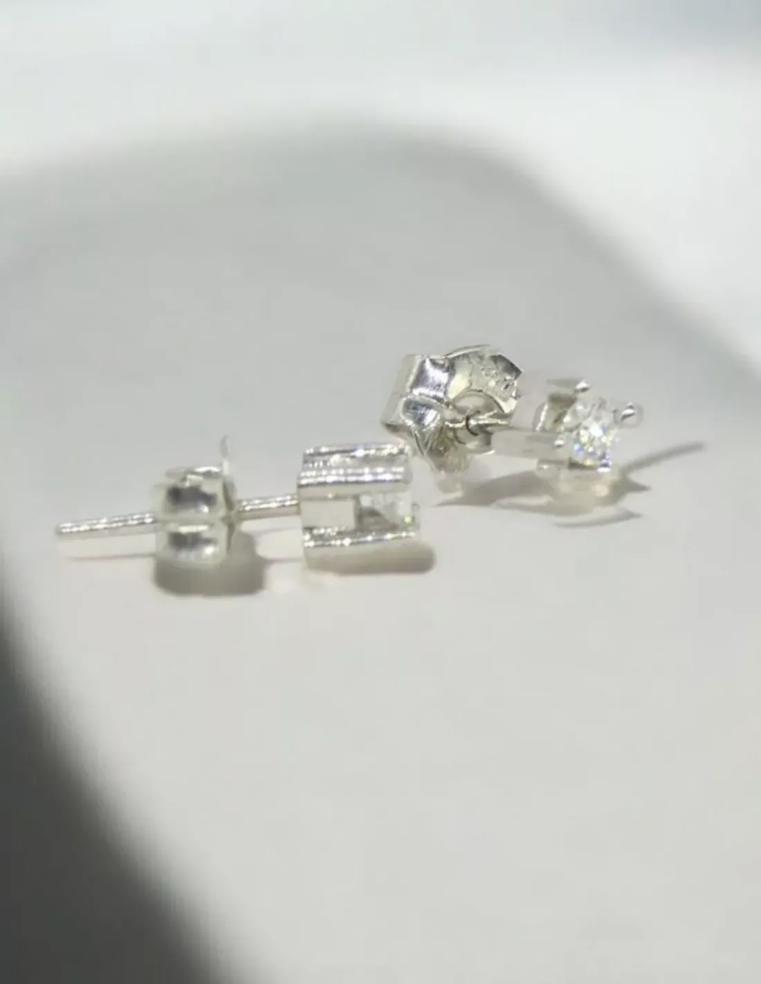 Hot Pendientes PLATINO 4 garras cuadrado diamantes 0.18ct Platino | Pendientes Con Brillantes