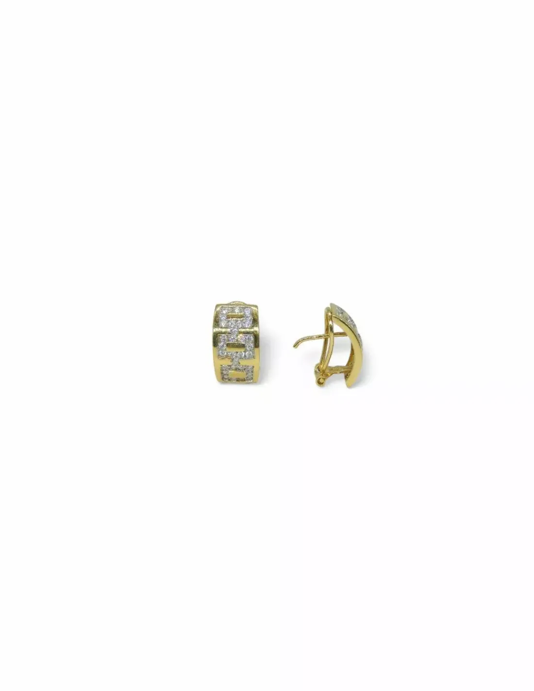 Online Pendientes rectangular 3 adornos circonitas oro 18k Pendientes De Oro