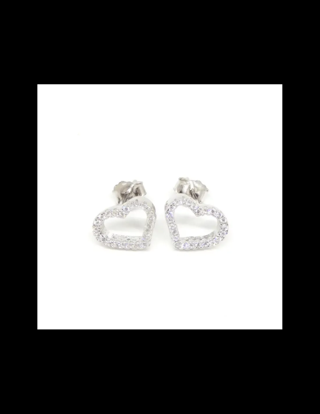 Fashion Pendientes  silueta corazón circonitas plata de Ley rodiada Pendientes De Plata