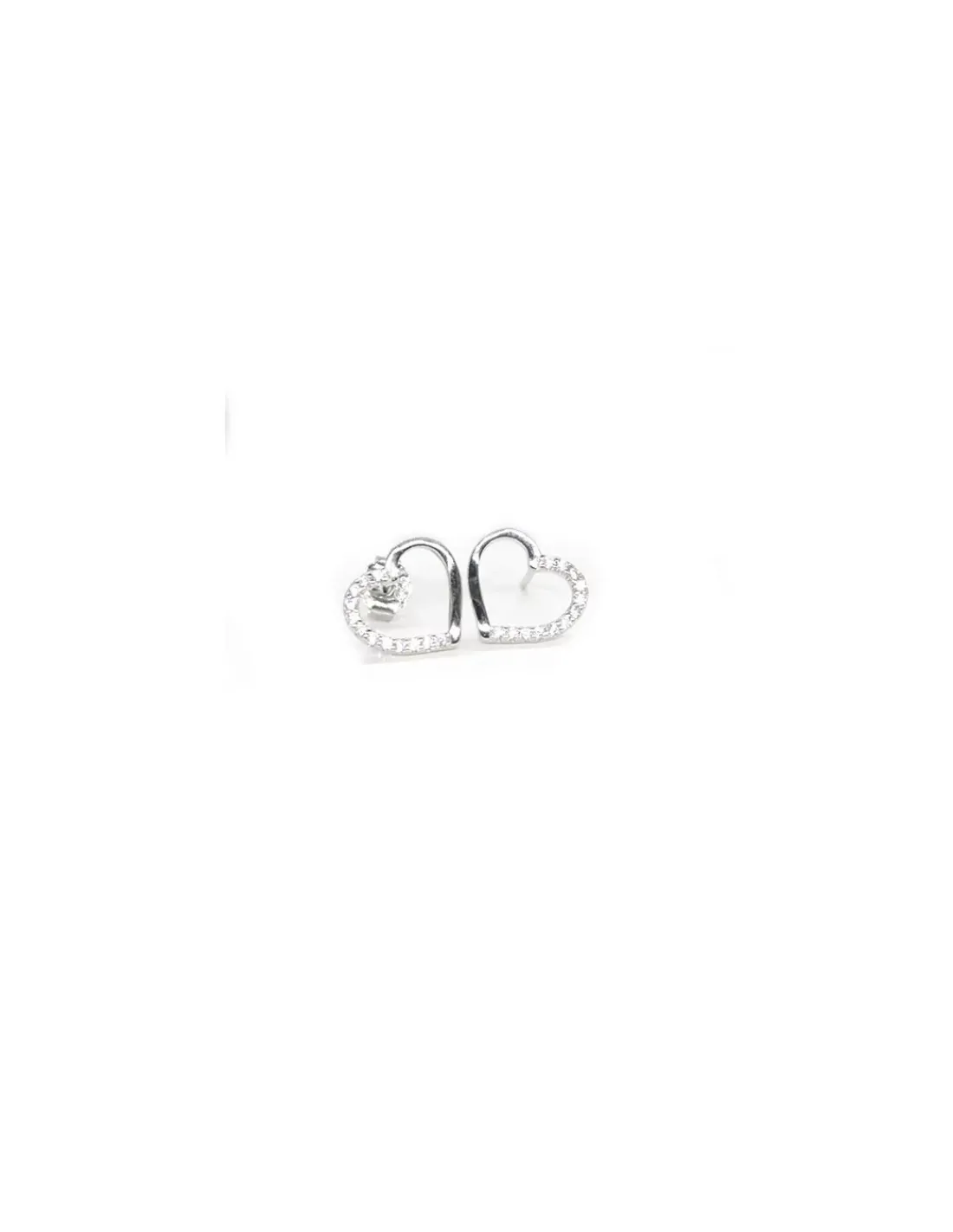 Discount Pendientes silueta corazón mitad circonitas plata 925 Pendientes De Plata