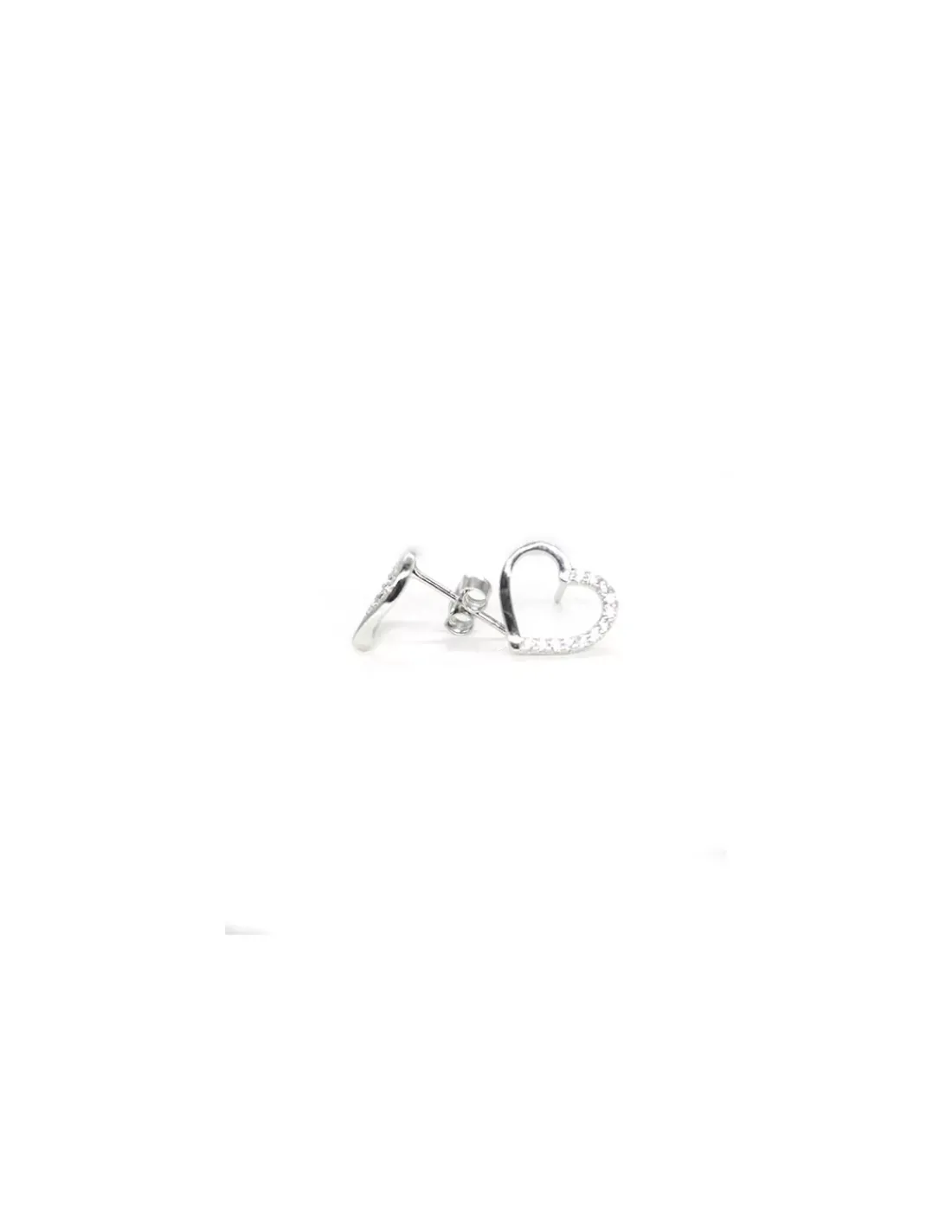 Discount Pendientes silueta corazón mitad circonitas plata 925 Pendientes De Plata