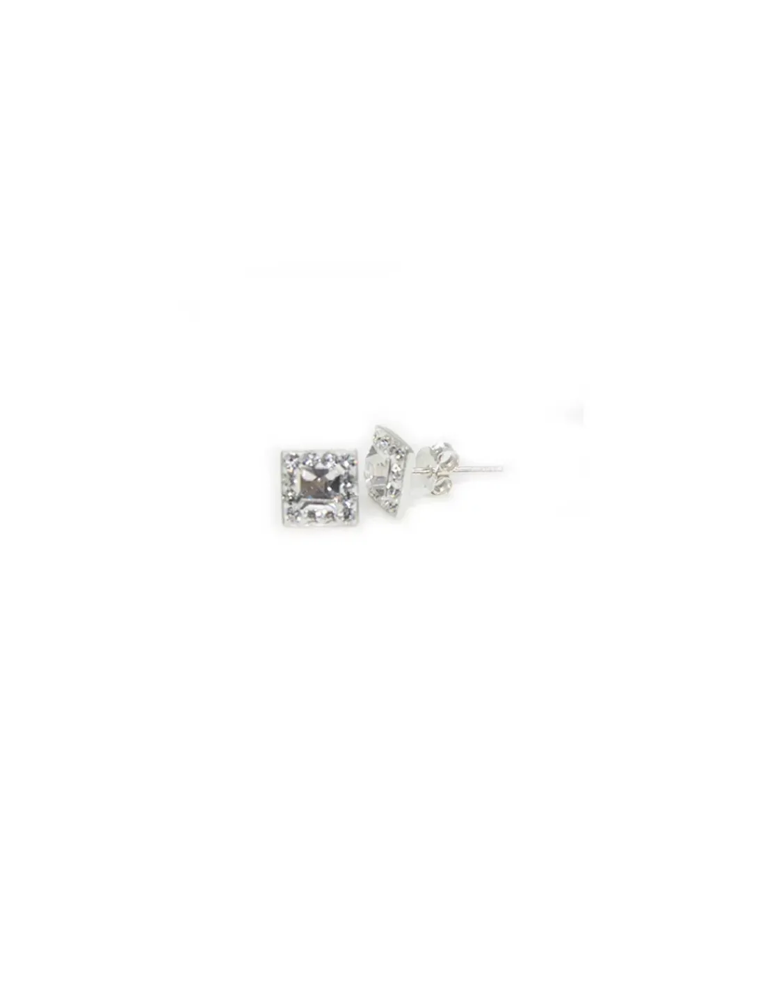 New Pendientes swarovski cuadrados 7mm blanco Plata de Ley Pendientes De Plata