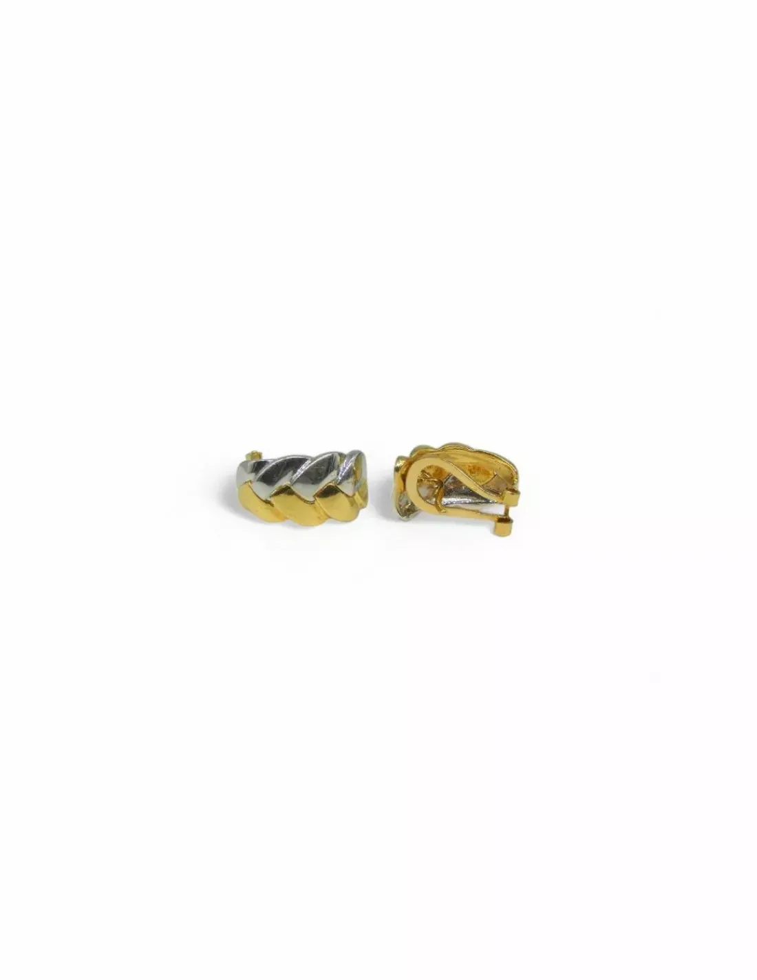 Outlet Pendientes trenzado oro bicolor 18k Pendientes De Oro
