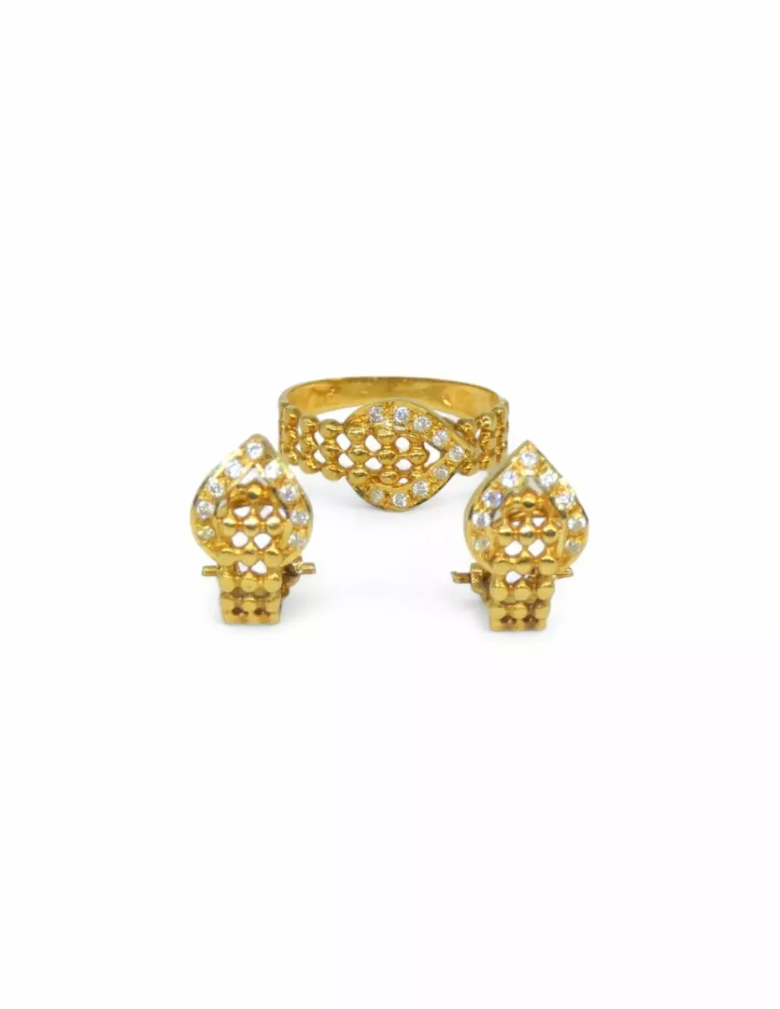 Best Sale Pendientes tres filas bolitas con motivo circonitas oro 18k Pendientes De Oro