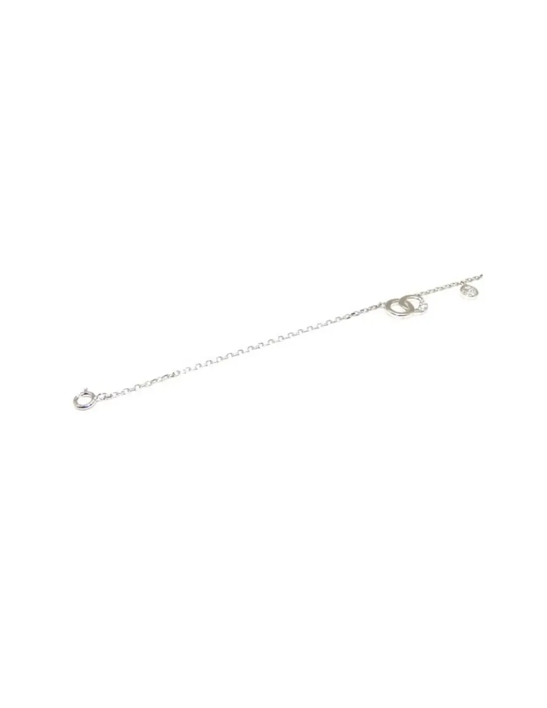 Discount Pulsera  dos aros y chatón circonitas plata de Ley - regulable Pulseras De Oro