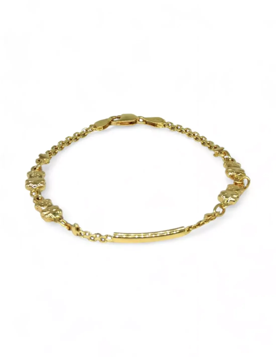 Clearance Pulsera eslabón alargado y ositos oro 18k -19cm Pulseras De Plata | Pulseras De Oro