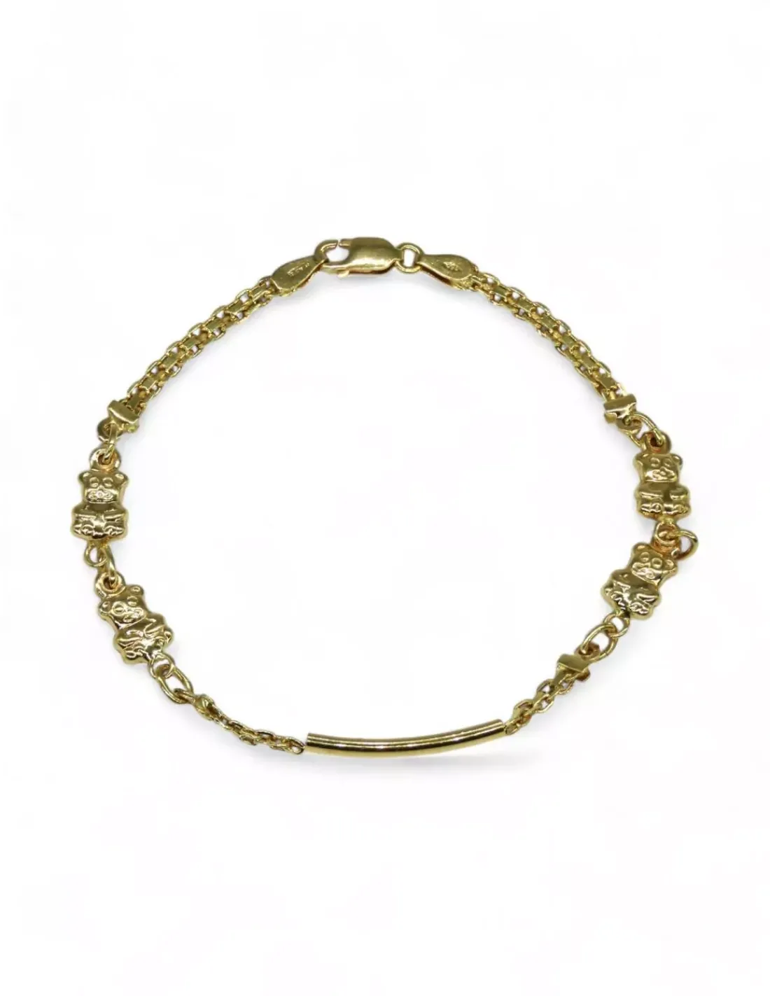 Clearance Pulsera eslabón alargado y ositos oro 18k -19cm Pulseras De Plata | Pulseras De Oro