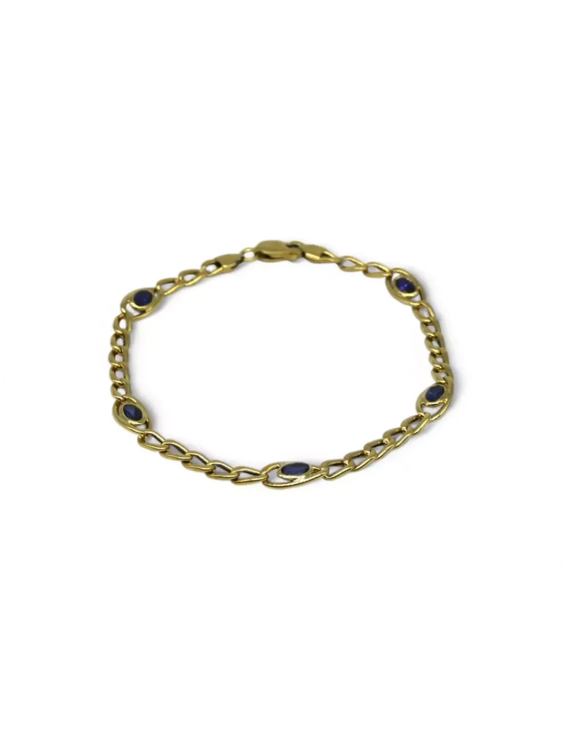 Clearance Pulsera eslabón bilbao circonitas azules oro 18k - 21cm Pulseras De Plata | Pulseras De Oro