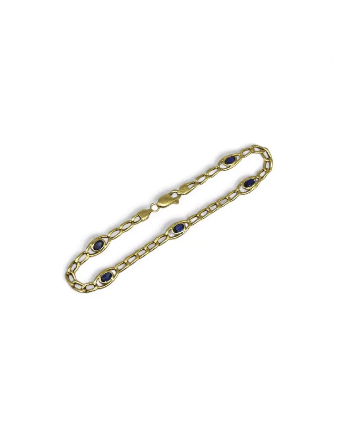 Clearance Pulsera eslabón bilbao circonitas azules oro 18k - 21cm Pulseras De Plata | Pulseras De Oro