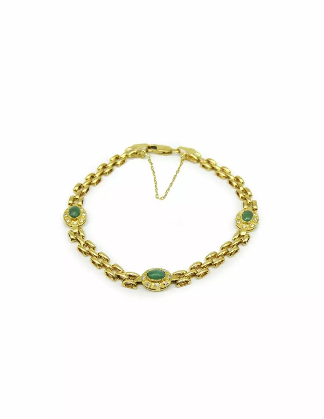 Flash Sale Pulsera eslabón Bismark piedras verdes y circonitas oro 18k - 20cm Pulseras De Plata | Pulseras De Oro