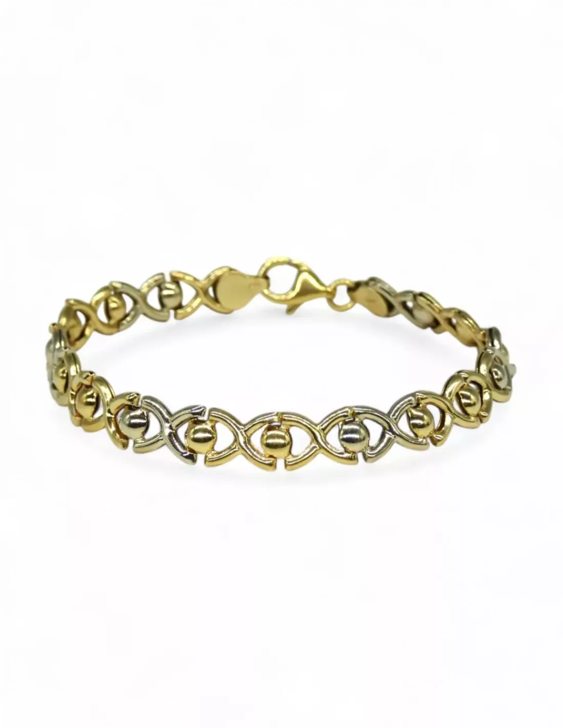 New Pulsera eslabón en ocho con media bola oro 18k - 20cm Pulseras De Plata | Pulseras De Oro