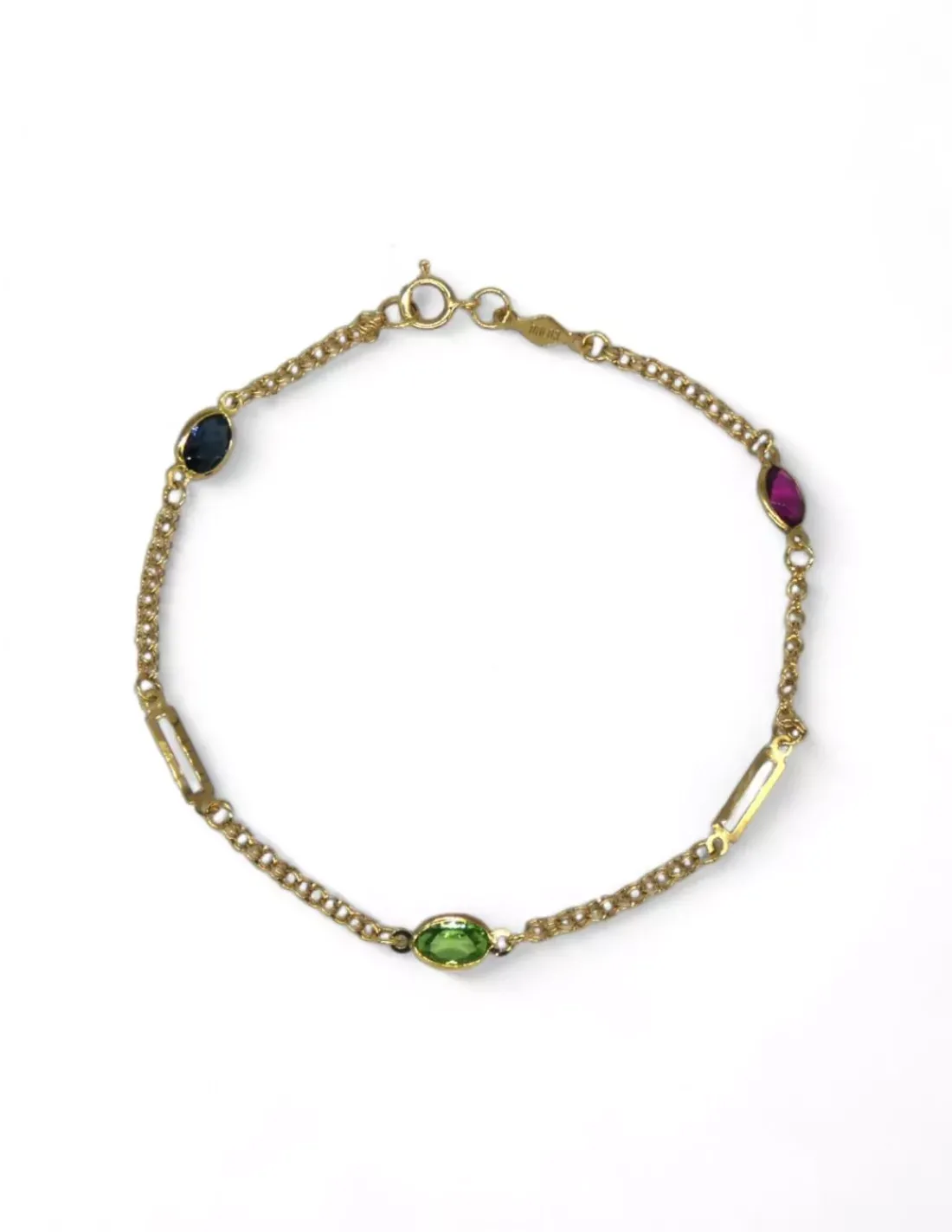 Sale Pulsera eslabón love con circonitas de colores oro 18k - 15,5 cm Pulseras De Plata | Pulseras De Oro