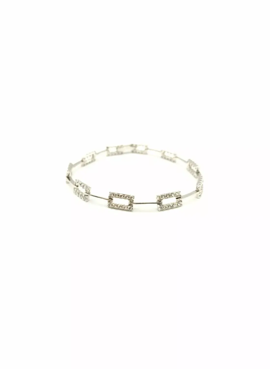 Hot Pulsera eslabones rectangulares circonitas oro blanco 18k - 18cm Pulseras De Plata | Pulseras De Oro