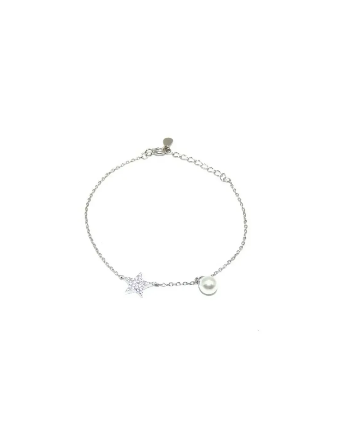 Online Pulsera estrella circonitas y perla plata de Ley - regulable Pulseras De Oro Grabado | Pulseras De Oro