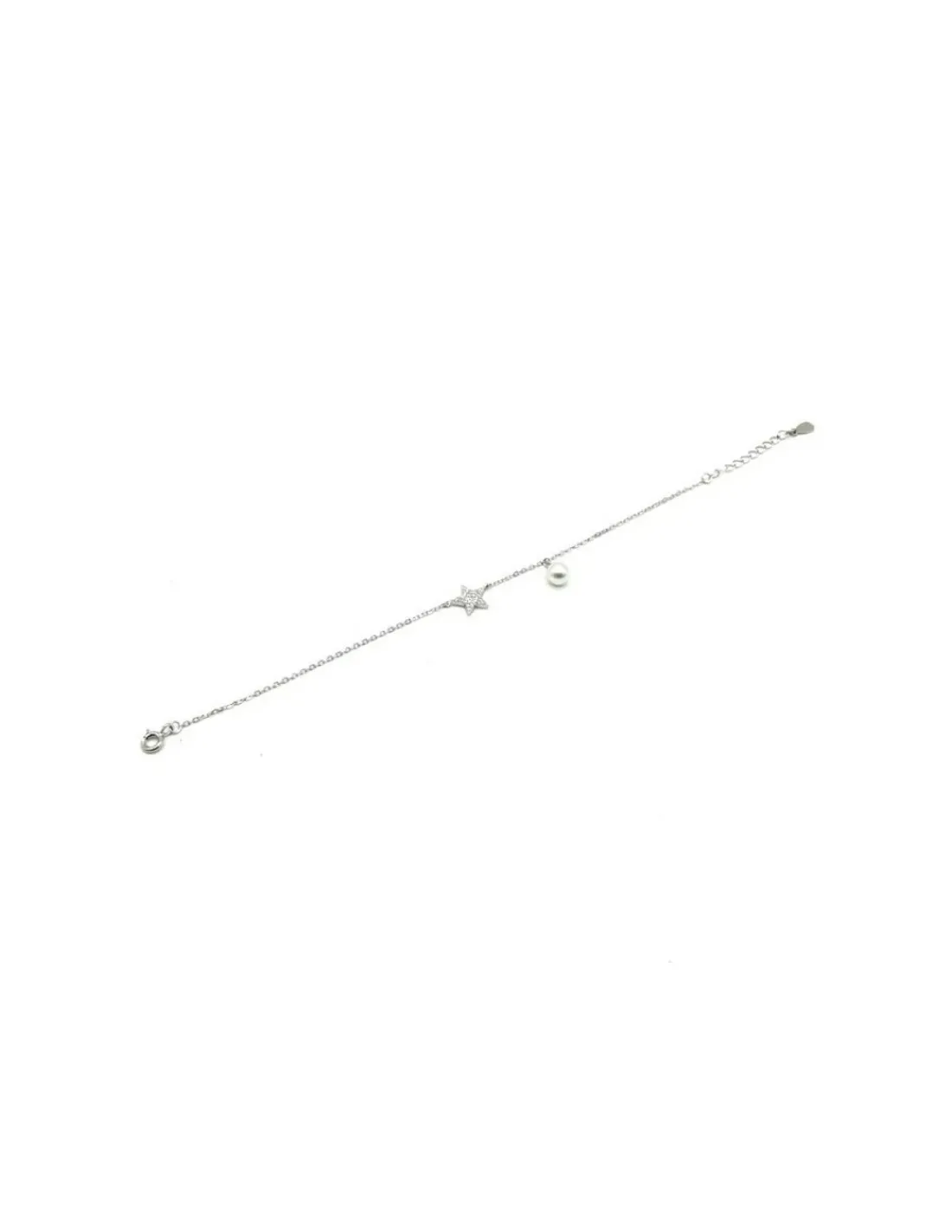 Online Pulsera estrella circonitas y perla plata de Ley - regulable Pulseras De Oro Grabado | Pulseras De Oro