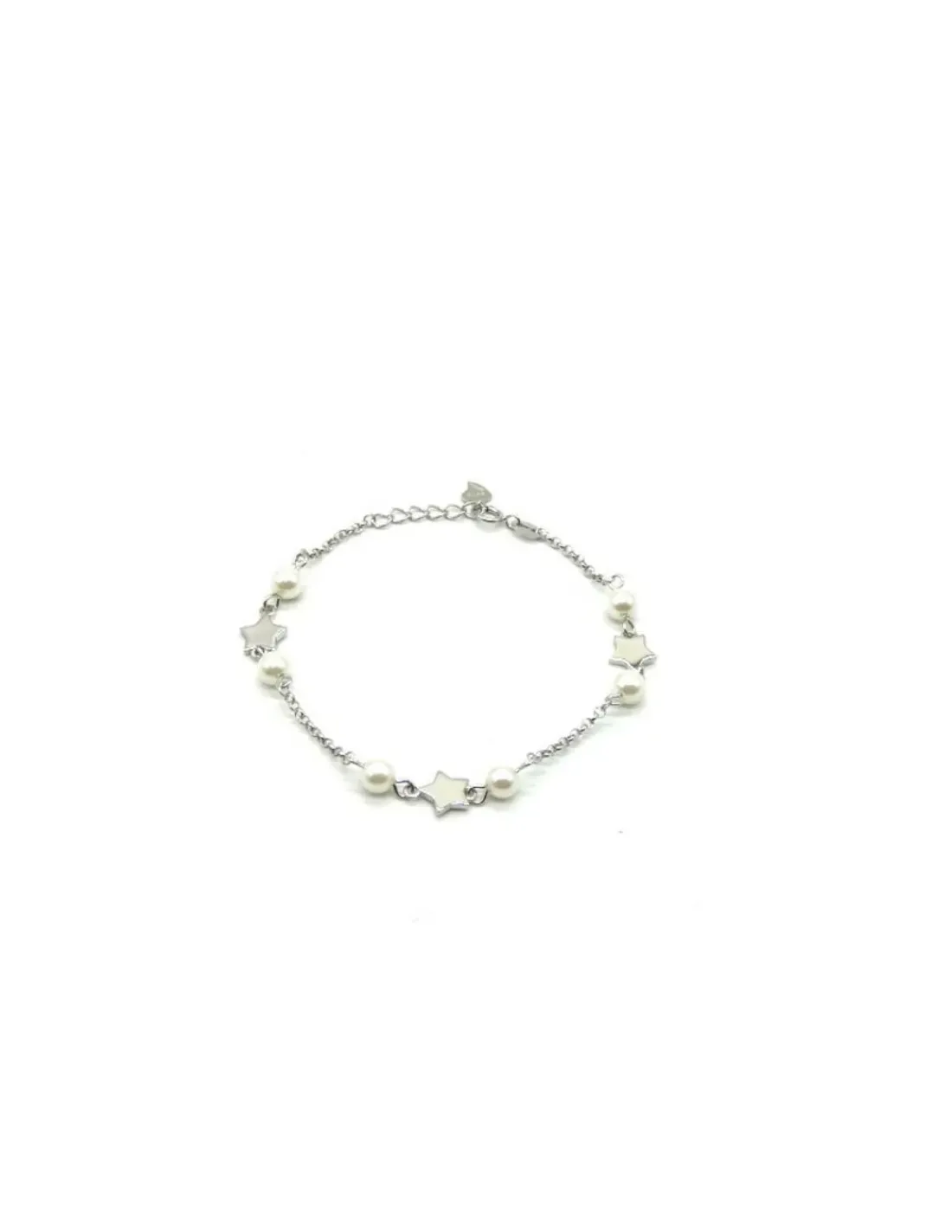 Outlet Pulsera estrellas y perlas plata rodiada Pulseras De Oro