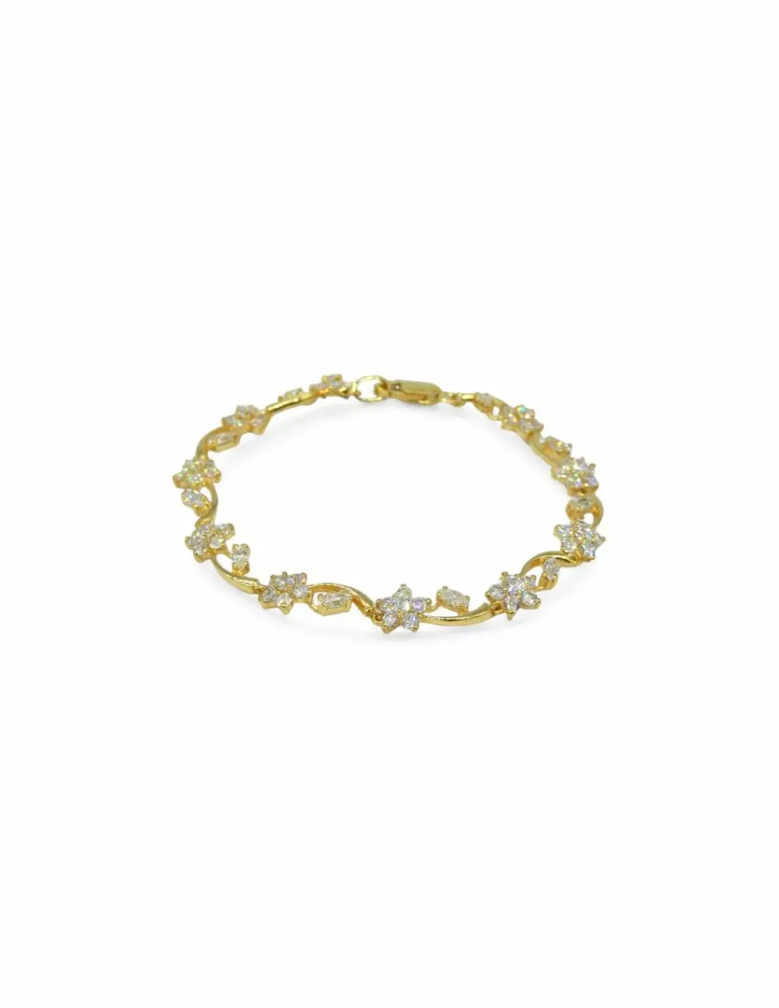 Store Pulsera flores circonitas oro 18k - 19cm Pulseras De Plata | Pulseras De Oro